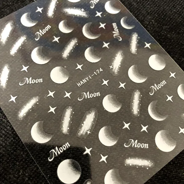 Серия HANYI HANYI-174 WHTIE MOON DESIGNS COOL стикеры 3d на ногти nail art декоративные наклейки для