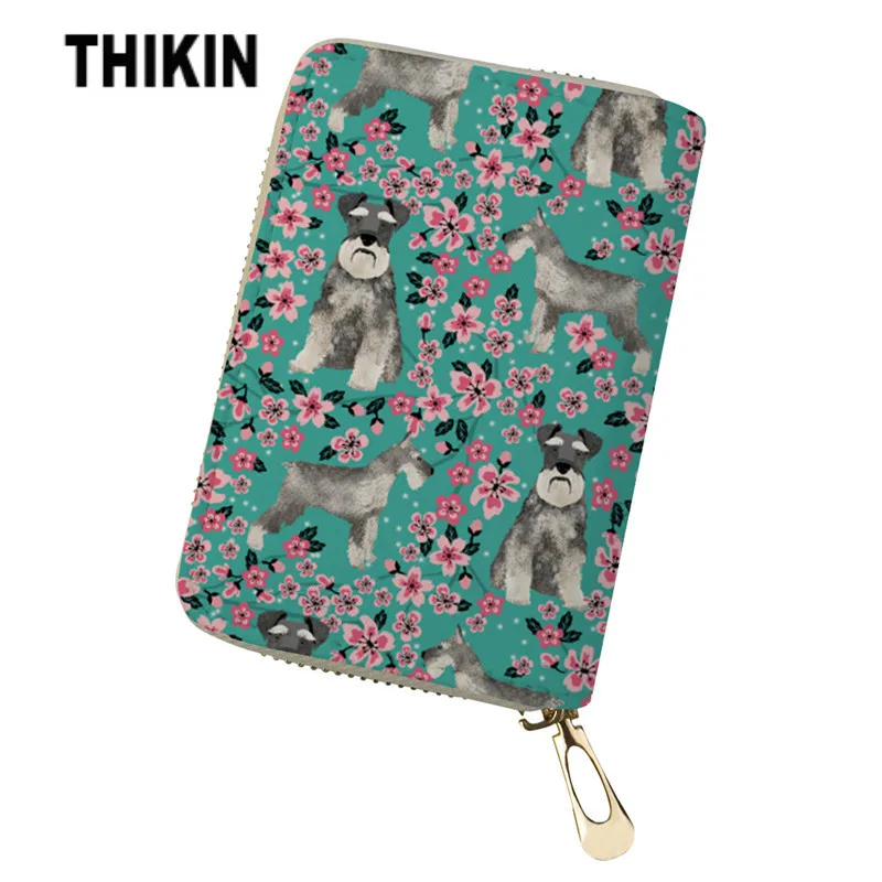THIKIN Schnauzer Dog Printing Passport Case Women's Purse for Coin Bank Cards Casual ID Card Holder for Women Travel Wallet - Цвет: 8
