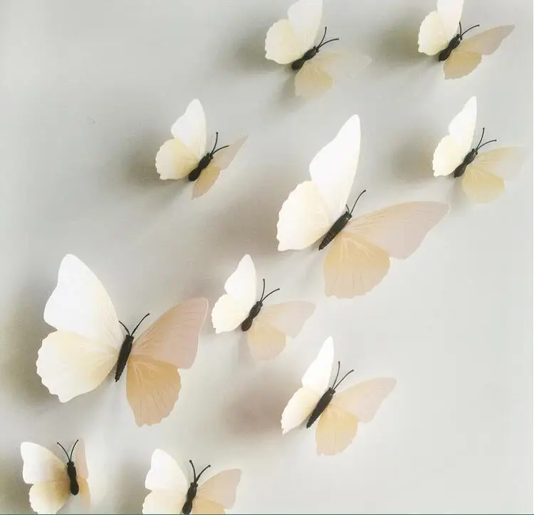 ПВХ наклейки в виде бабочек 12 шт./лот 3D на стену домашний декор для детской