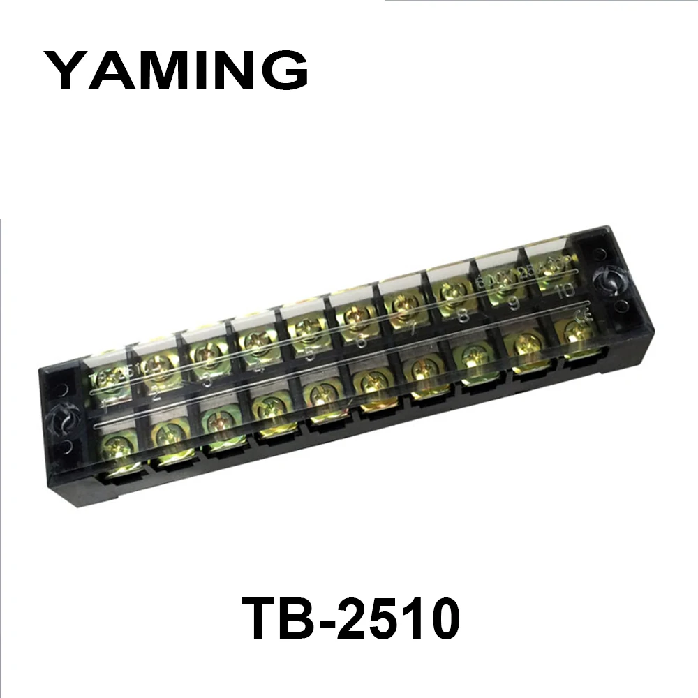 

5pcs/lot TB-2510 25A 10 Position Terminal Connection Plate Fixed Dual row with screws Terminal box TB Series