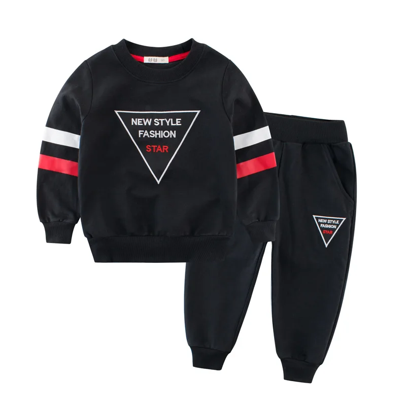 1-8Y Children Clothing Sets Autumn Kids Black Tracksuit 2 4 6 8 Years Boys Sportswear Fashion Baby Girls Playsuit Cotton Clothes | Детская