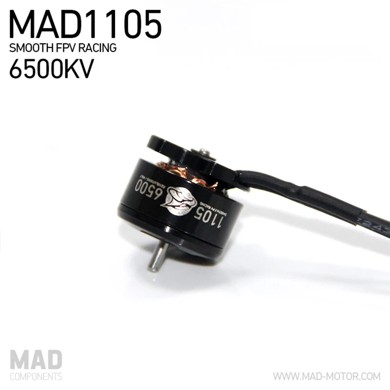 4 шт. миниатюрный бесщёточный электродвигатель MAD 1105 6500KV для 130 150 FPV Racer 4-осевой