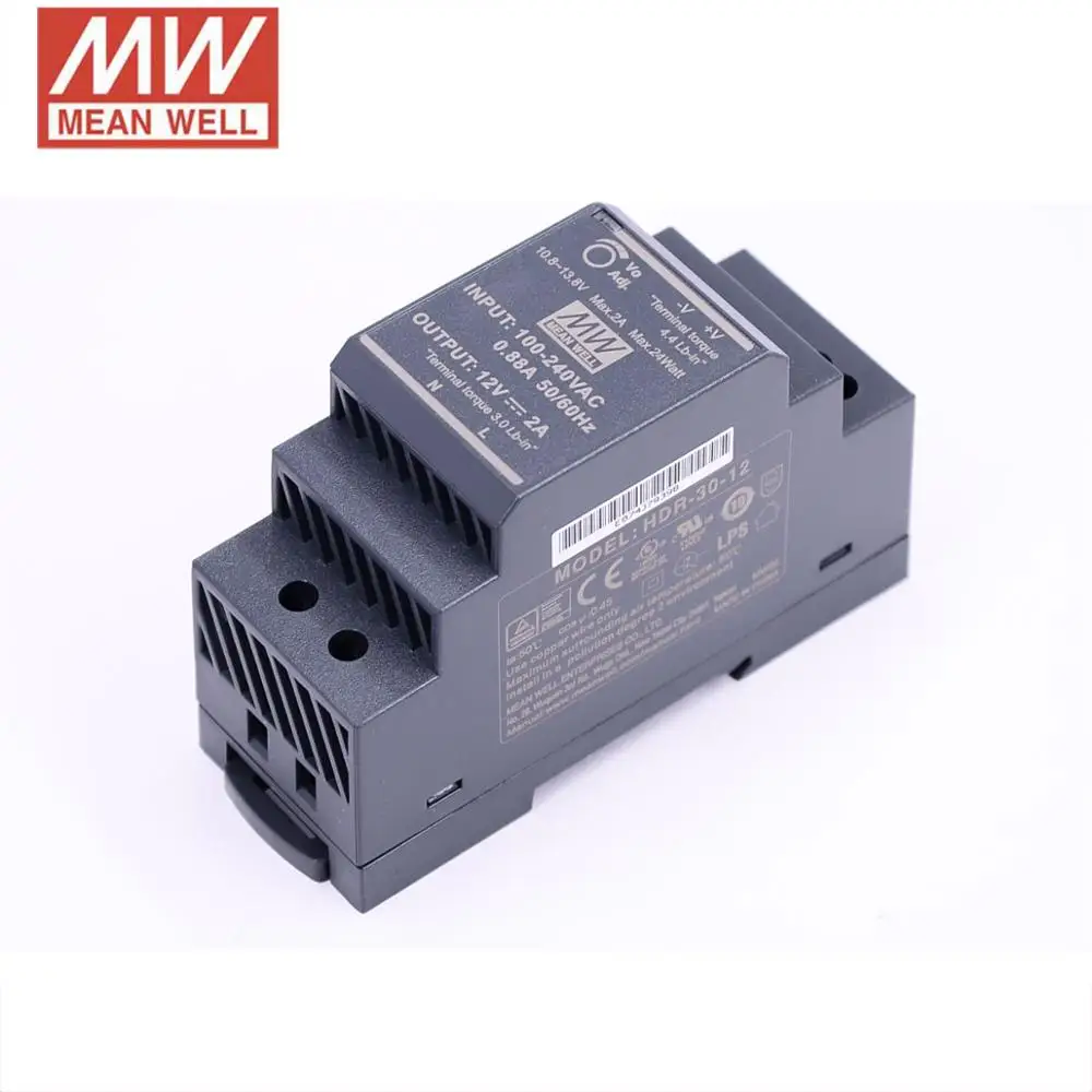 MEAN WELL HDR 30W Mini DC 5 в 12 В 24 48 15 din рейка средняя мощность питания 86 264VAC вход 30 Вт