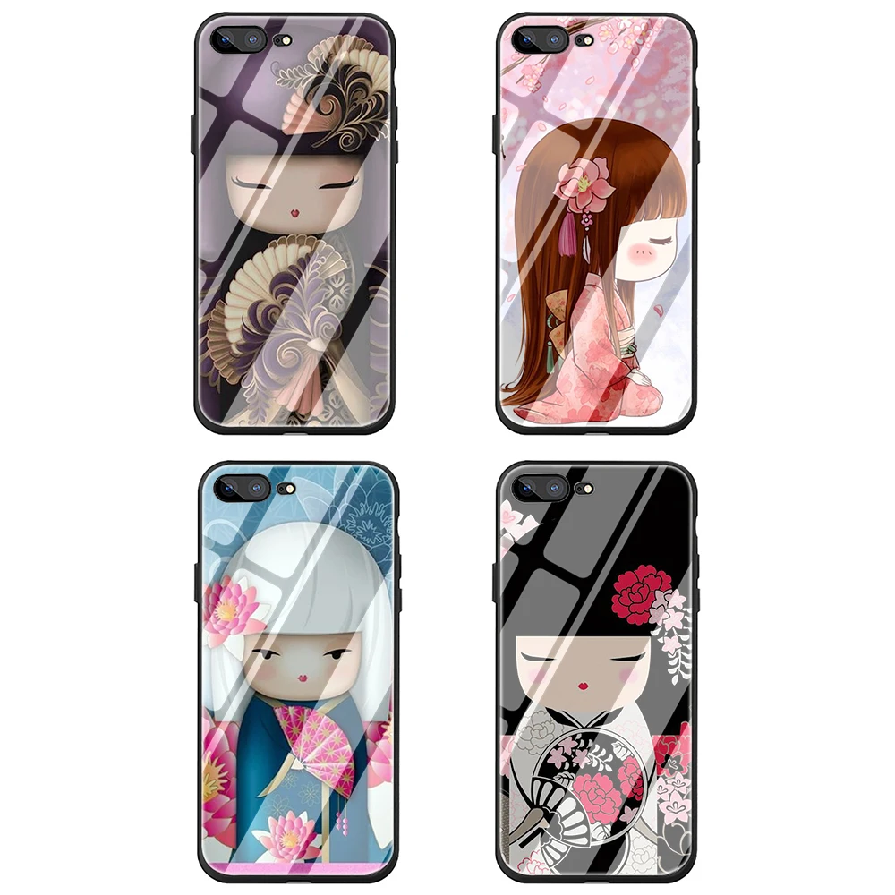 Kawaii японский Kokeshi кукла закаленное стекло чехол для телефона iphone SE 2020 5 5S 6 6S Plus 7 8 X
