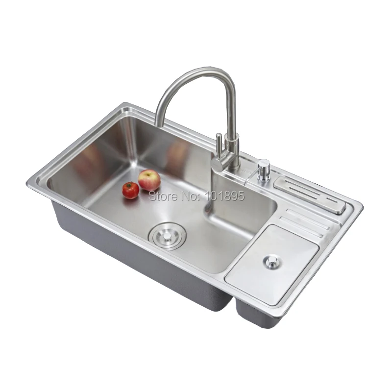 SUS304 стальная Одиночная чаша 840*450*230 мм кухонная раковина X26101|sink bathroom|sink connectorsink soap