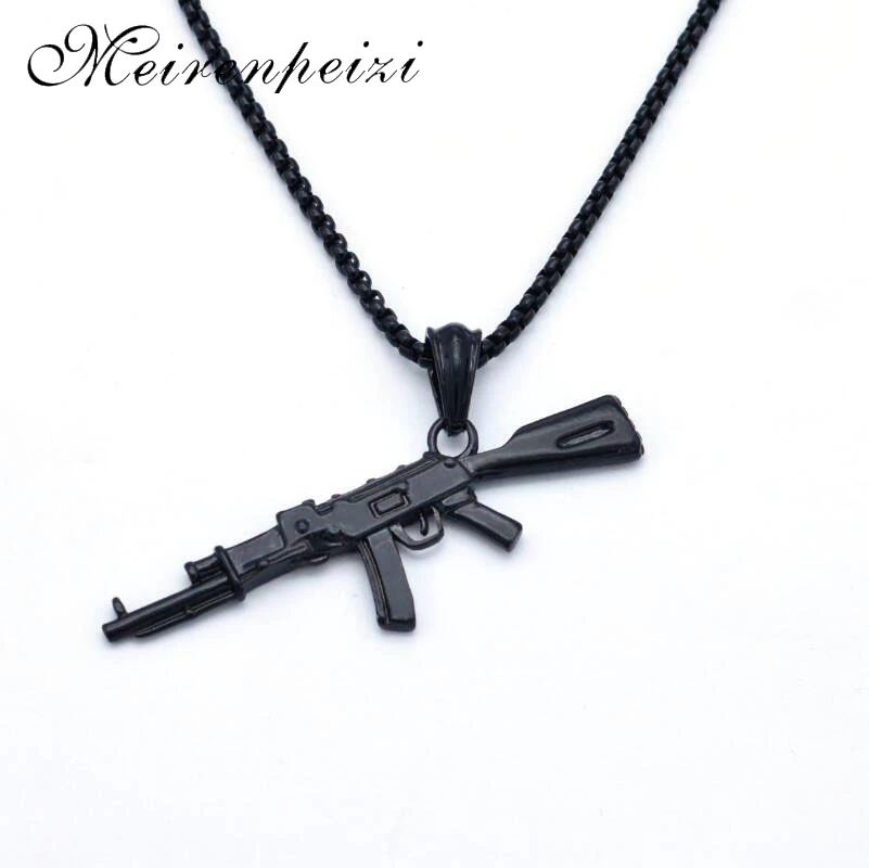 Europe and the United States jewelry punk hip-hop machine gun necklace personality creative men's submachine rifle pendant | Украшения