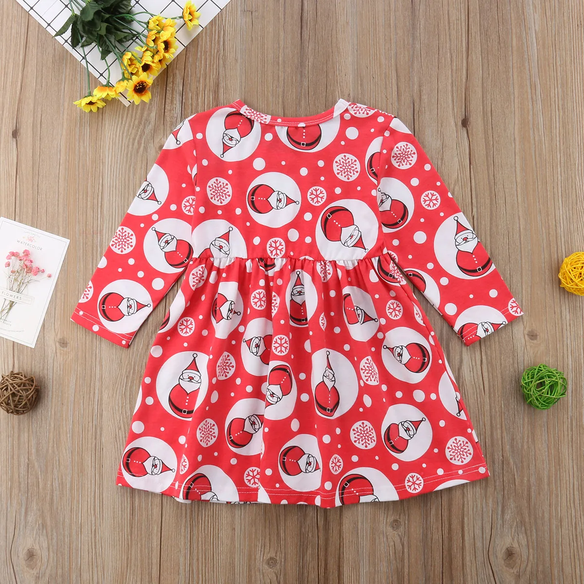2018 Brand New 1-6Y Autumn Winter Toddler Kids Baby Girls Dress Christmas Clothes Snow Santa Claus Long Sleeve Knee-Length | Детская