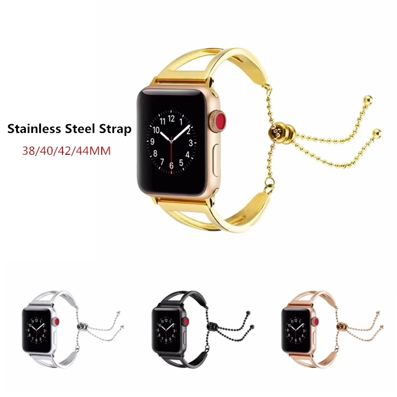 Ремешок из нержавеющей стали для Apple Watch Band 38/40/42/44 мм регулируемый браслет с