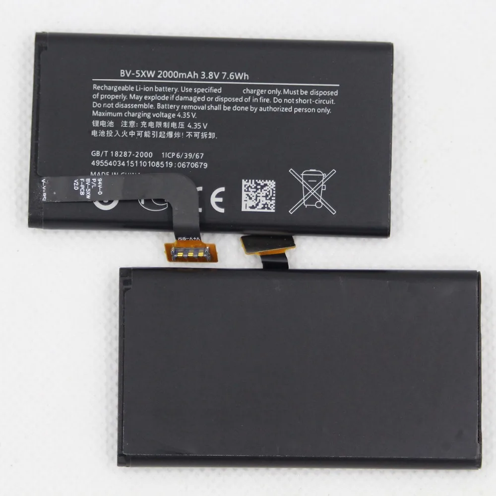 

5pcs/lot BV-5XW Phone internal Replacement Battery For Nokia Lumia 1020 EOS BV5XW 2000mAh lithium Mobile Battery