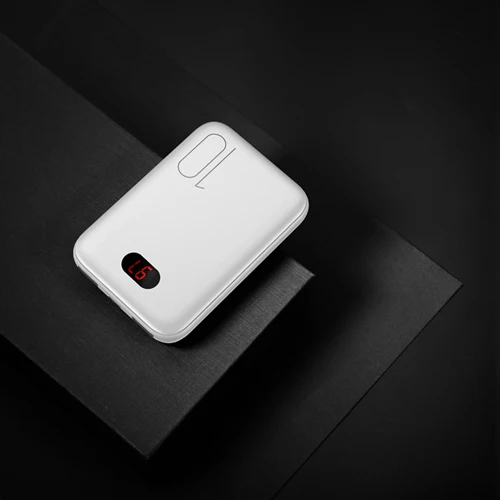 Белый 10000 мАч светодиодный мини-внешний аккумулятор USAMS с двойным USB зарядным устройством Быстрая зарядка 5 В/2 а 10000 мАч портативное Внешнее зарядное устройство - Цвет: Белый