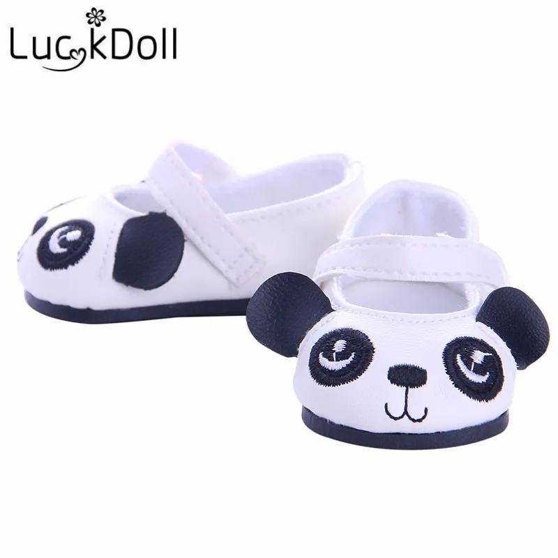 LUCKDOLL1 двойной милый панда обувь подходит 18 дюймов Американский 43 см Кукла одежда аксессуары, игрушки для девочек, поколение, подарок на день рождения