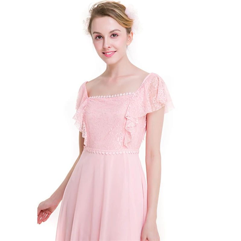 CINQ DIAMANTS Pink Green Maxi Long Dress Swing Sweet Chiffon Ruffles Sundress Square Collar Patchwork longue robe | Женская одежда