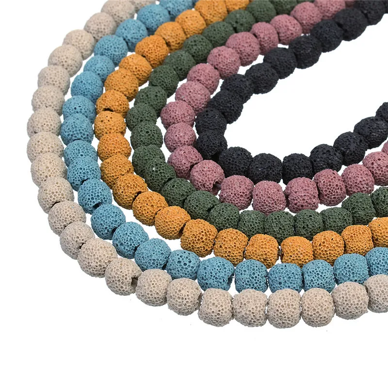 

LINSOIR Natural Stone Black White Lava Beads 8mm 10mm 12mm 14mm Round Volcanic Rock Beads For DIY Jewelry Making 40cm/Strand