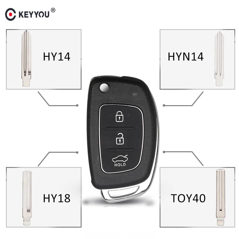 KEYYOU 3 кнопки складной откидная оболочка ключа дистанционного управления чехол