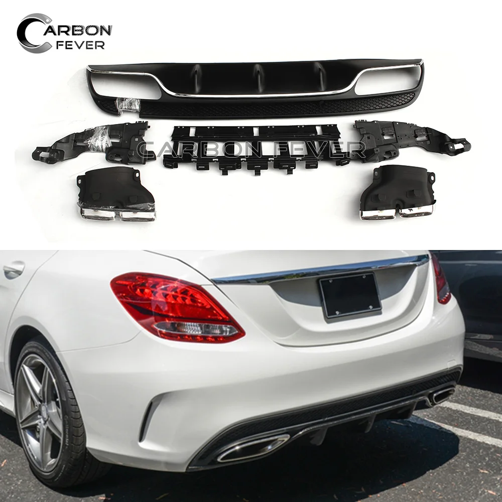 W205 задний бампер Diffuer& 4-выпускной совет для Mercedes C Class W205 бамперы