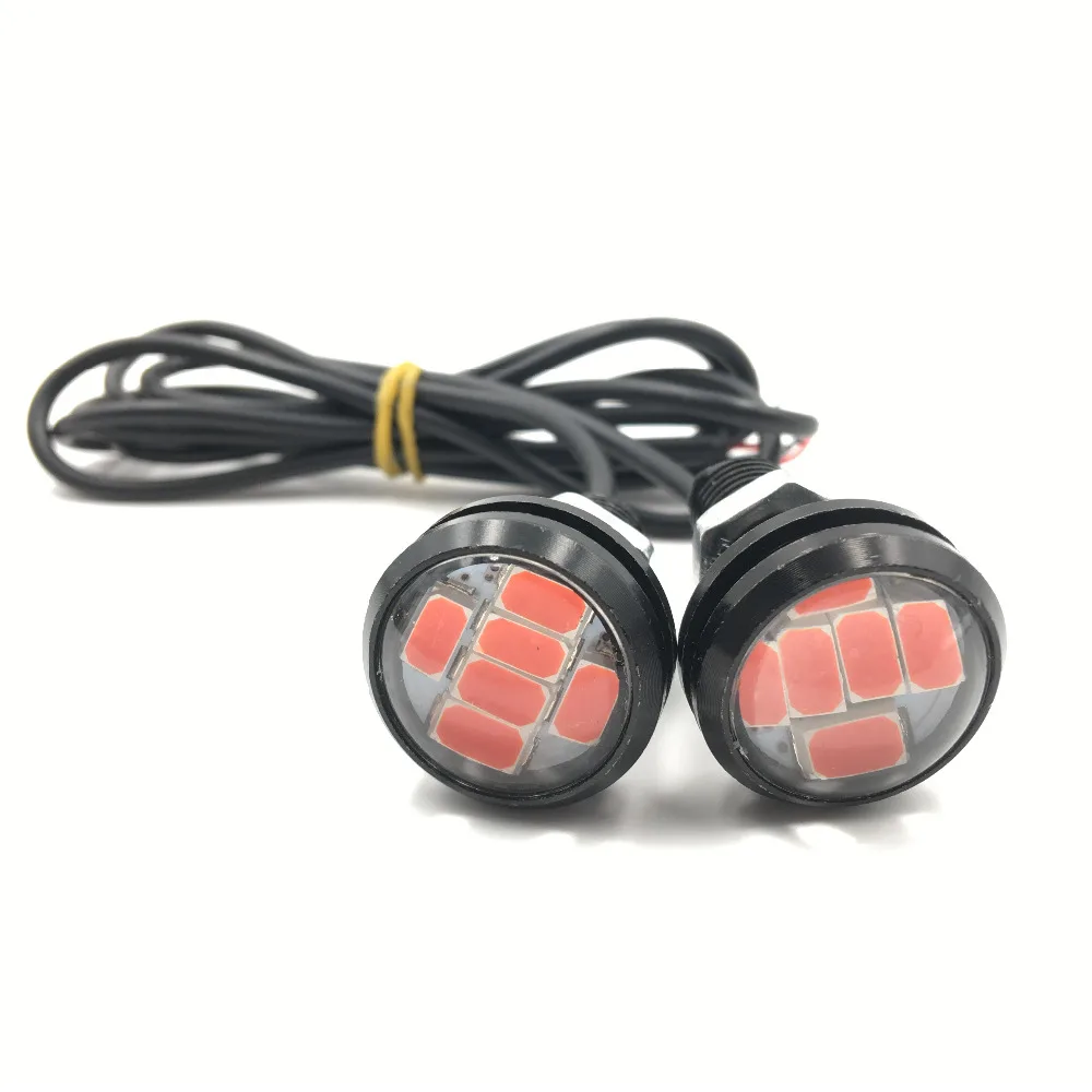 2x красный Автомобильный светодиодный светильник s 12 в 23 мм 6SMD светодиодный светильник с глазами орла s алюминиевый Обратный парковочный противотуманный светильник, светильник, дневные ходовые огни DRL