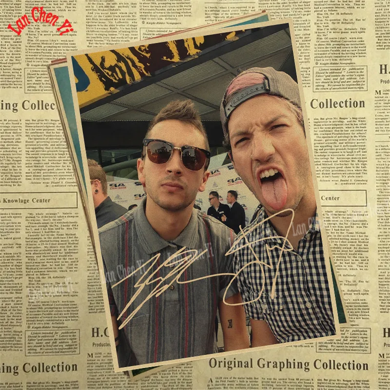 Золотой Twenty One Pilots самая популярная Альтернативная рок-группа крафт-бумага плакат настенный стикер домашний декор - Цвет: Золотой