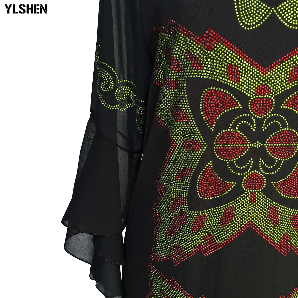 Женское платье в африканском стиле Dashiki с бриллиантами и бабочками