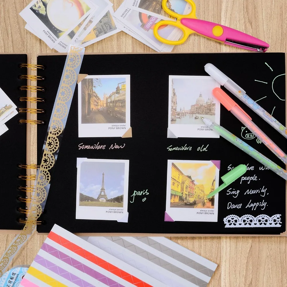 Фото для скрапбукинга крафт бумажный альбом юбилей Свадебный бумага 250 г черная