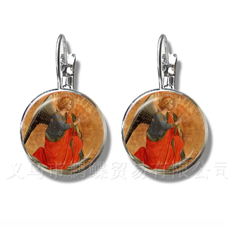 Романтическая Рождественская шпилька Ангел Серьги посеребренные серьги 16 мм