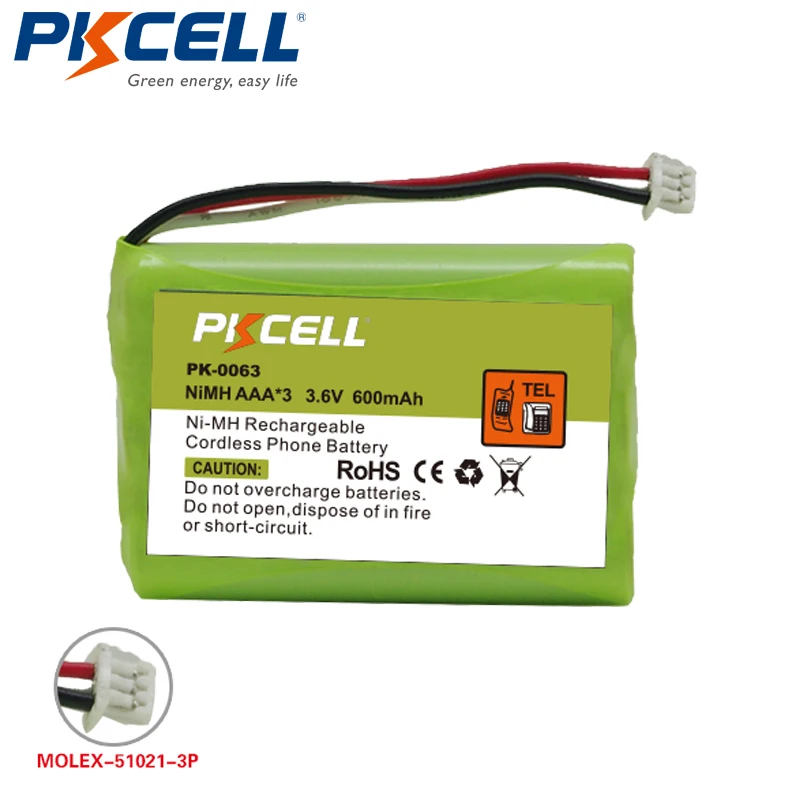 

1pcs PKCELL Cordless Phone Battery Pack AAA*3 3.6V 600mAh For Agfeo DECT 30, DECT 35, DECT 45