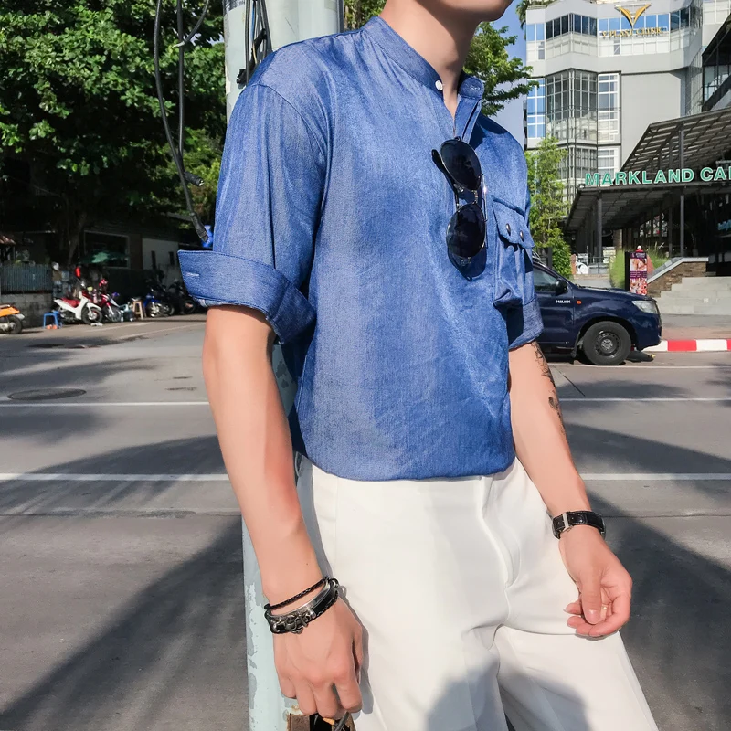 Высококачественная Мужская рубашка с карманами однотонная формальная деловая