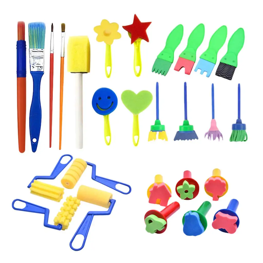 

27pcs Children DIY Painting Tools Kits Sponge Brush Paintbrush Early Learning Educational Toys Birthday Gift for Children Kids