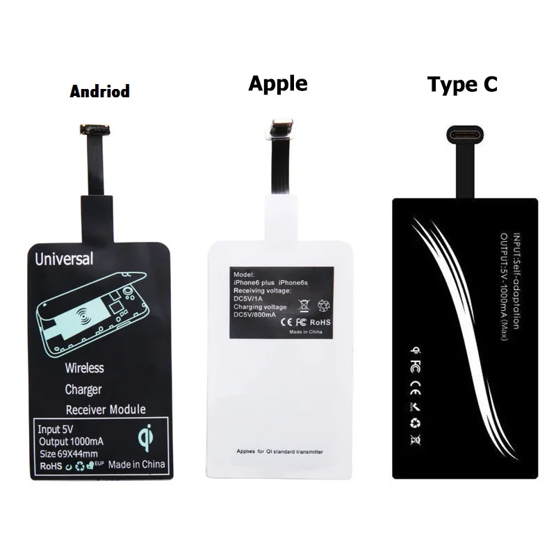 Универсальный Qi Беспроводное зарядное устройство приемник для iPhone 5 5S SE 7 8 6 6S плюс