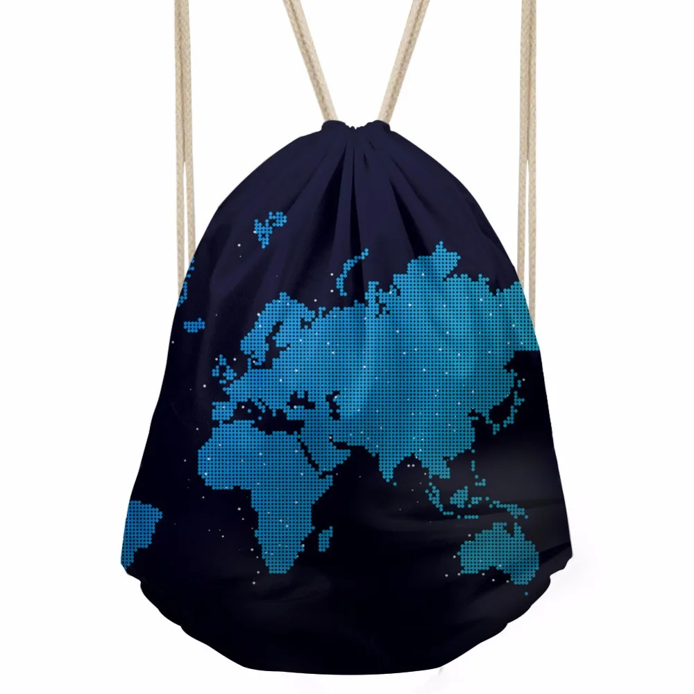 Мужской рюкзак на шнурке с принтом карты мира в стиле ретро | Багаж и сумки