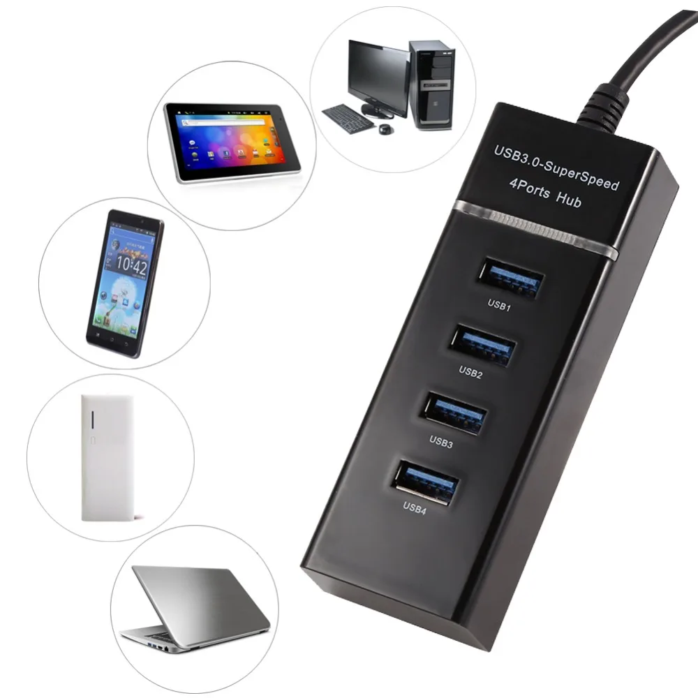 4 портовый концентратор USB 3 0 с зарядкой питания и переключателем разветвитель