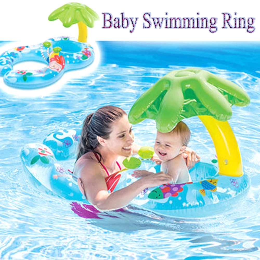 

Inflatable Baby Swimming Ring Sunshade Tube Raft Pool Float Toys Safety Seat With Mother Boia Piscina Water Bed Mattress Circle
