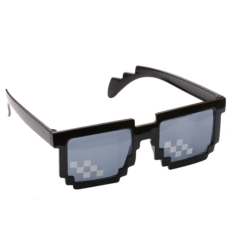 Забавные черные 8 битов мозаичные солнцезащитные очки Oculos сделка с ним крутые Thug