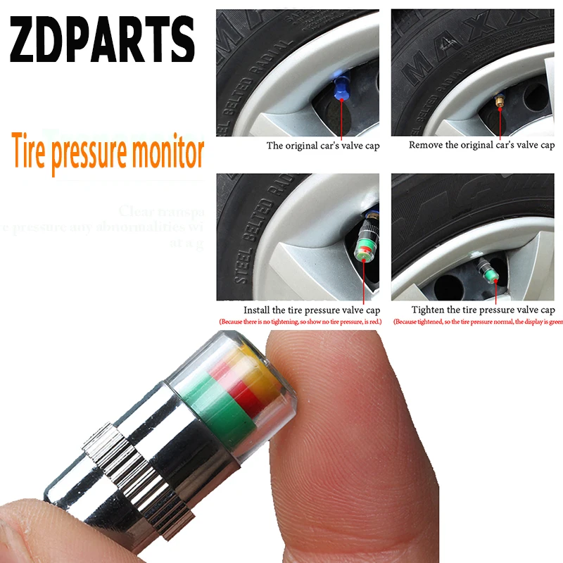 Колпачки воздушных клапанов для автомобильных шин ZDPARTS 4X предупреждающий