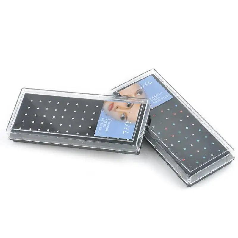 Кольца и штифты для носа из хирургической стали 60 шт./упак. 316l разные цвета