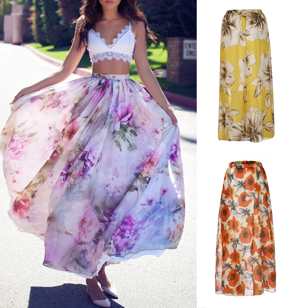 Женская плиссированная юбка до щиколотки летняя/Весенняя элегантная с принтом 50