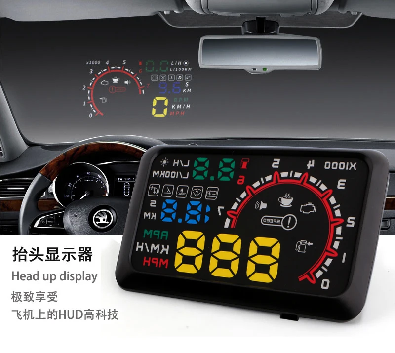 Универсальный 5 дюймов OBD2 авто HUD Дисплей спидометры превышение скорости