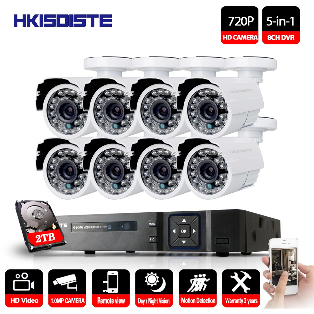 HKIXDISTE 8CH 1080P HDMI CCTV система AHD DVR комплект 8 шт. 1.0MP 720P уличная инфракрасная камера