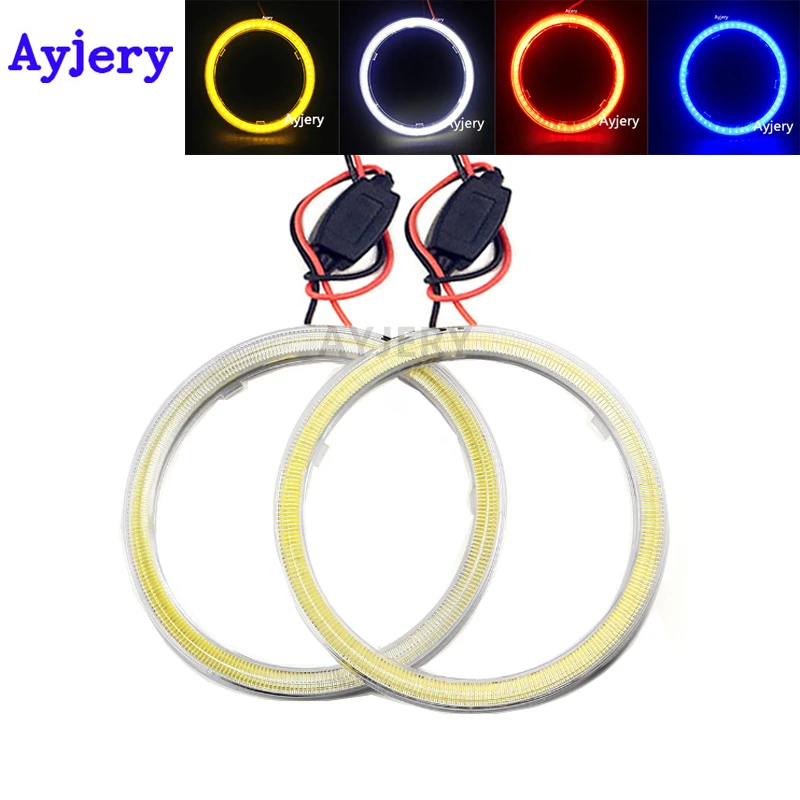 

AYJERY 2 PCS COB 100MM Angel Eyes 72 SMD LED Auto Halo Ring Car Motorcycle With Cover COB 10 CM White Blue Red Yellow 12V/24V DC