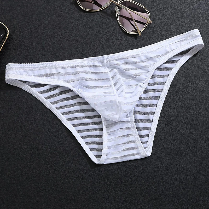 4 шт./лот мужское сексуальное прозрачное нижнее белье в полоску бикини для геев