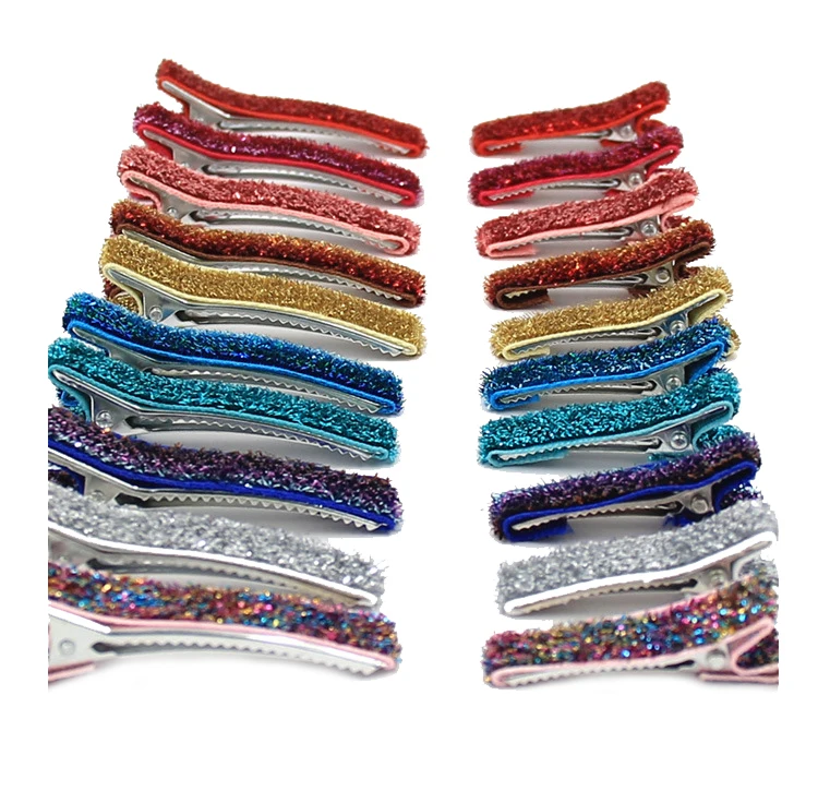 Glitter hair clip baby Barrettes single prong lined clips Kids Hair bow Boutique accessories supplier Wholesale hairgrips |