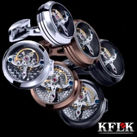 3 colors kflk jewelry shirt cufflink for mens brand cuff buttons watch movement cufflink top quality abotoaduras jewelry