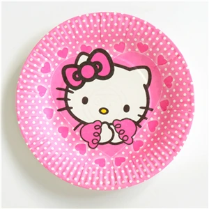 Hello kitty/Детский комплект для украшения вечеринки на день рождения, вечерние принадлежности для дня рождения, вечерние принадлежности, AW-1666 - Цвет: Plate  10pcs