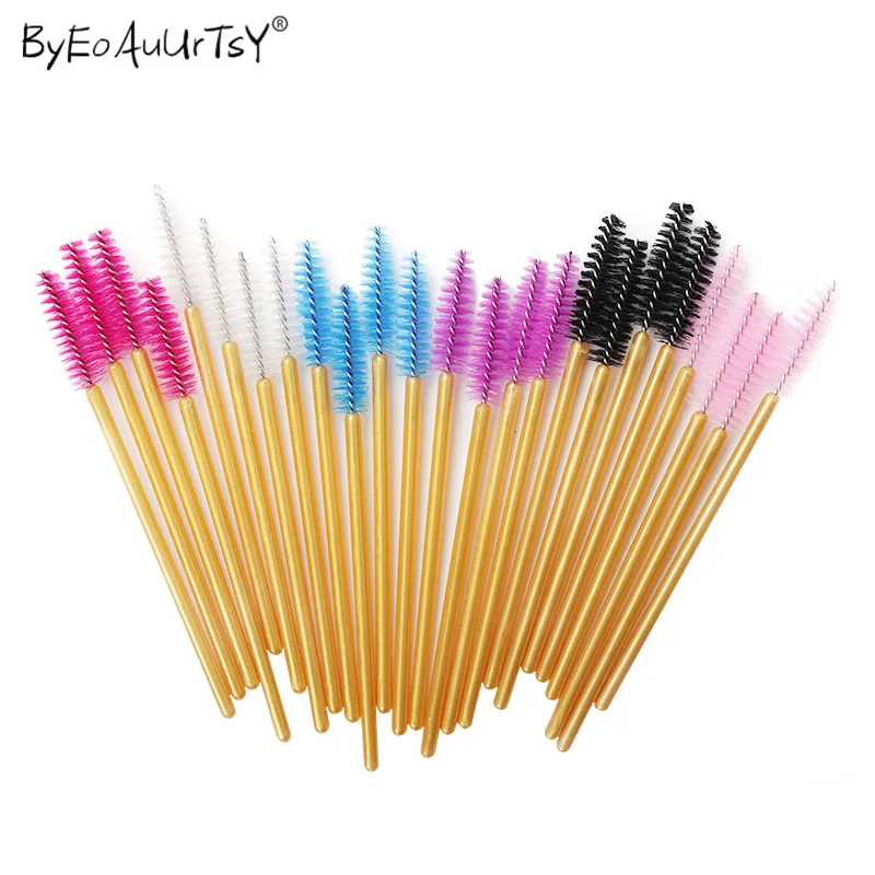 100pcs/Set Women's Fashion Disposable Eyelash Extension Supply Mascara Brush Wand Eyebrow Comb Brushes Spoolers Makeup Tool