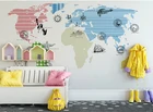 Карта мира наклейки на стену настенная для детской комнаты 3D мультфильм Статуя Свободы настенные росписи обои для рабочего стола плакат для украшения спальни