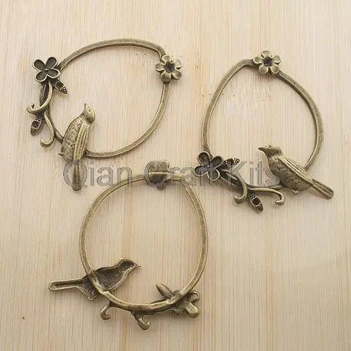 

30pcs large bird branch cage flower antique bronze zinc alloy Charm Pendant drops DIY Supplies bracelet 36X47mm lead free