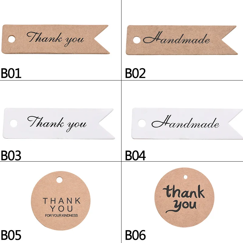 100 шт. ручная работа спасибо бирка крафт-бумага Подарочная этикетка джутовая