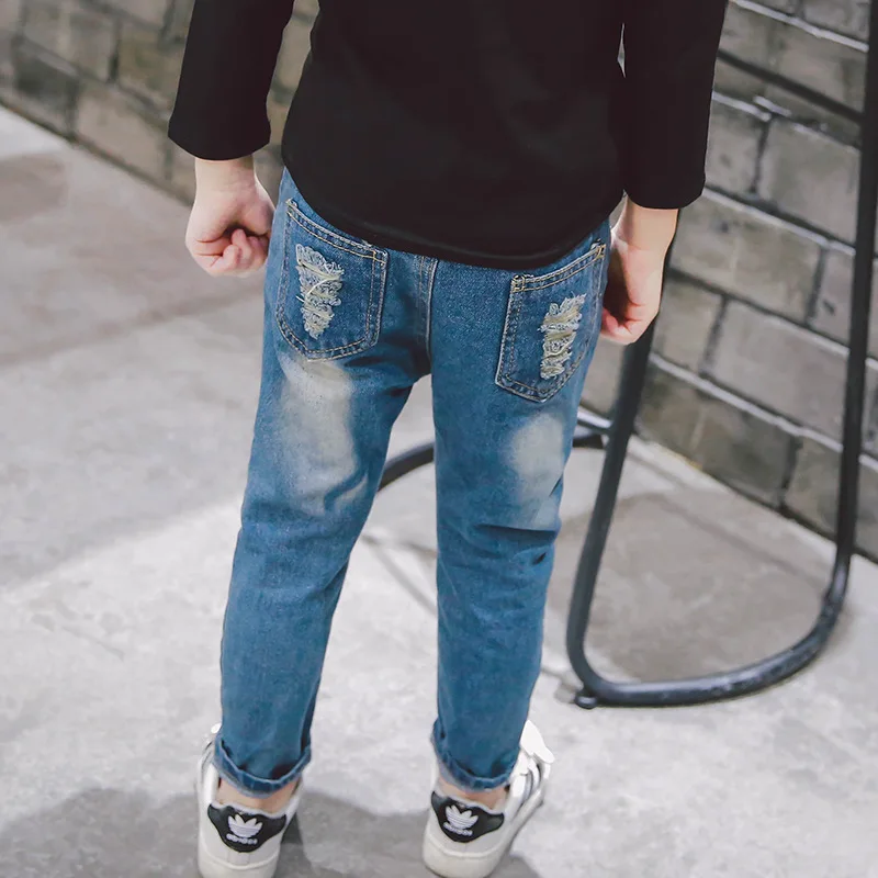 Новое поступление 2017 детские джинсовые брюки для мальчиков осенние с