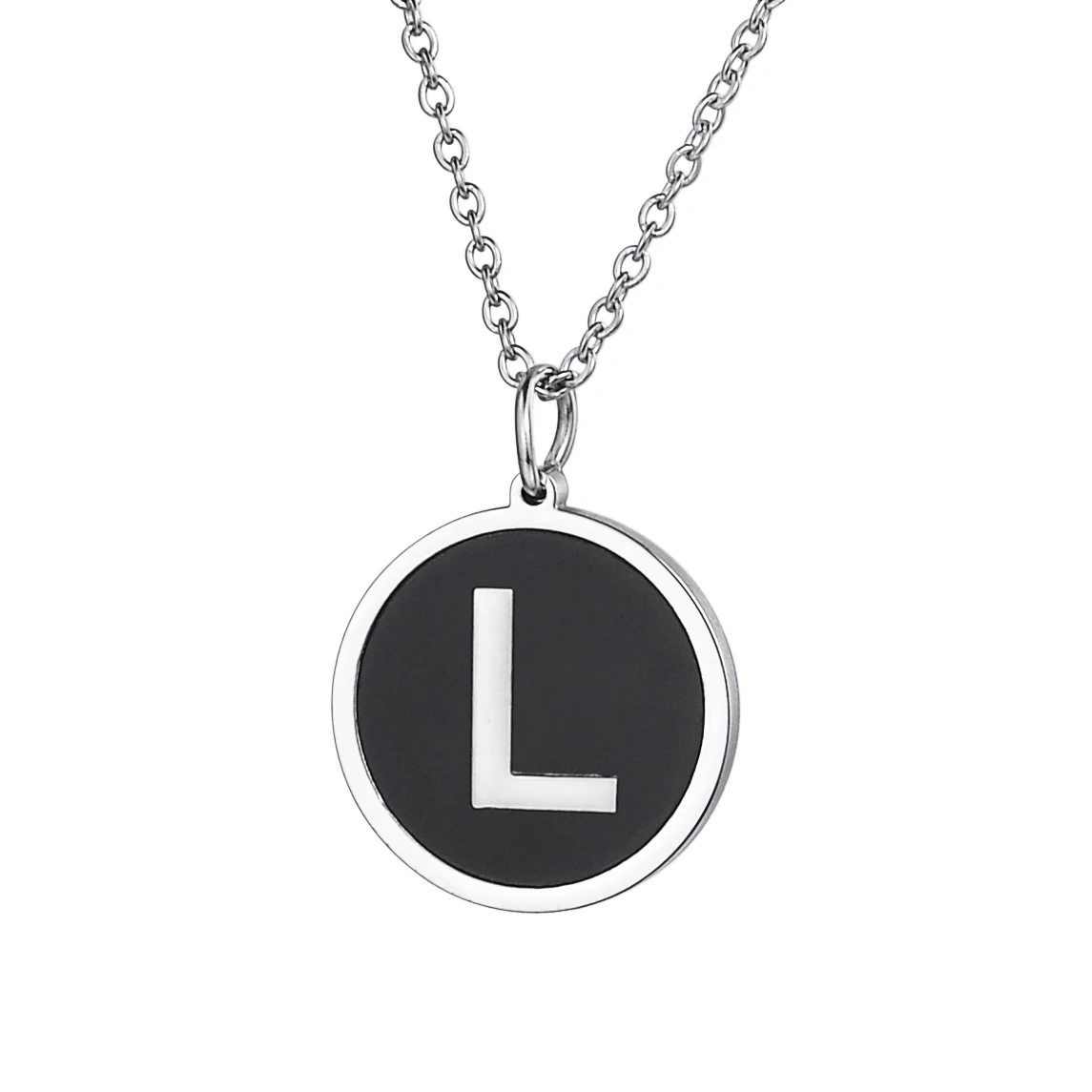2019 Stainless Steel Round Lettering "A-Z" Pendant Necklaces For Men Romantic Silver Necklace Female Jewelry Gift With Chain |