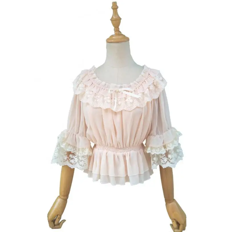Новинка 2019 милая и шифоновая рубашка в стиле &quotЛолита&quot с короткими рукавами