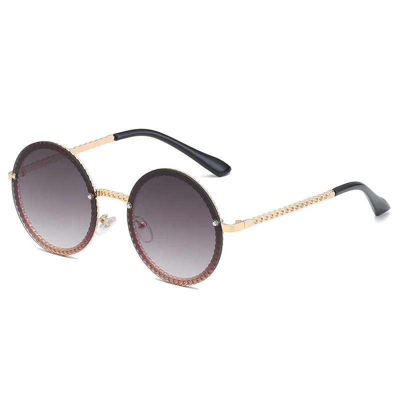 Брендовые Круглые Солнцезащитные очки для женщин без оправы Feamle Shades очков